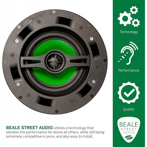  BEALE STREET AUDIO Beale Street 2-Way Dome Speakers - Pair in-Ceiling Surround Sound Speakers for Home Theatres - Patented Sonic Vortex Technology for Rich, Deep, and Clear Bass Frequency Sounds, 6.5