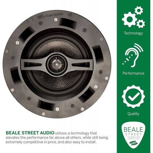  BEALE STREET AUDIO Beale Street Angled Dome Speakers - 2-Way in-Ceiling Speakers with Subwoofers and Tweeters - Patented Sonic Vortex Technology for Clear and Rich Bass Frequency - 6.5 Inches