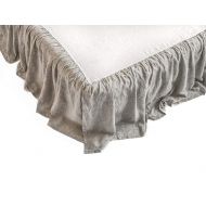 BEALINEN Linen Bed Skirt US Full/Double Size Natural Flax Gray Color Stone Washed Softened European Linen