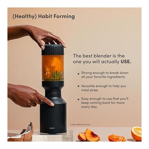  The Beast Mini Blender | Mini Countertop Kitchen Blender | Blend Smoothies and Shakes, Dressings, Sauces, Dips | Straw Cap and Straws Included | 600W (Mist)