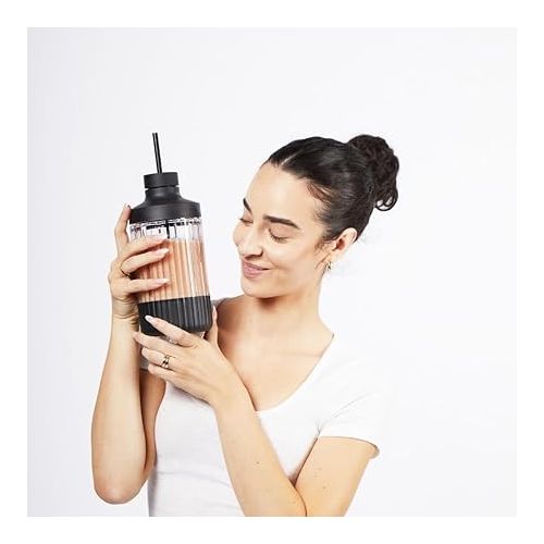  Beast Blender | Sleek Kitchen Countertop Design, Patented Blending Technology | Take Smoothies & Shakes To-Go with NEW Portable Straw Cap System (Carbon Black)