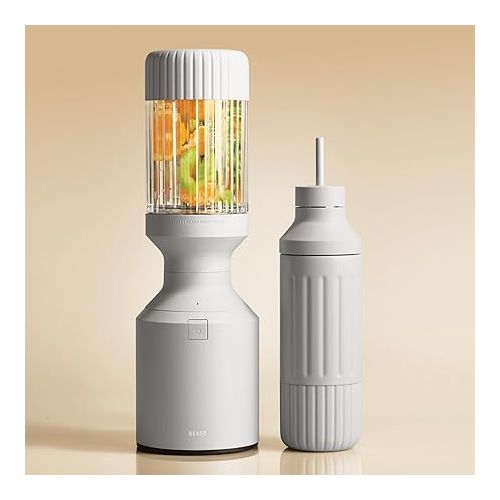  Beast Blender Tonal | Kitchen Countertop Design | Blend Smoothies and Shakes, Dressings, Sauces, Dips | Stainless Steel Bottle | Straw Cap and Straws Included | 1000W (Pebble Grey)