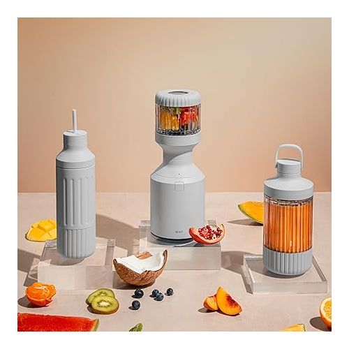  Beast Blender Tonal | Kitchen Countertop Design | Blend Smoothies and Shakes, Dressings, Sauces, Dips | Stainless Steel Bottle | Straw Cap and Straws Included | 1000W (Pebble Grey)