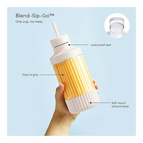  The Beast Mini Blender Plus | Mini Countertop Kitchen Blender | Blend Smoothies and Shakes, Dressings, Sauces, Dips | Extra Vessels, Straw Cap and Straws Included | 600W (Cloud White)