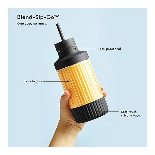  The Beast Mini Blender | Mini Countertop Kitchen Blender | Blend Smoothies and Shakes, Dressings, Sauces, Dips | Straw Cap and Straws Included | 600W (Carbon Black)
