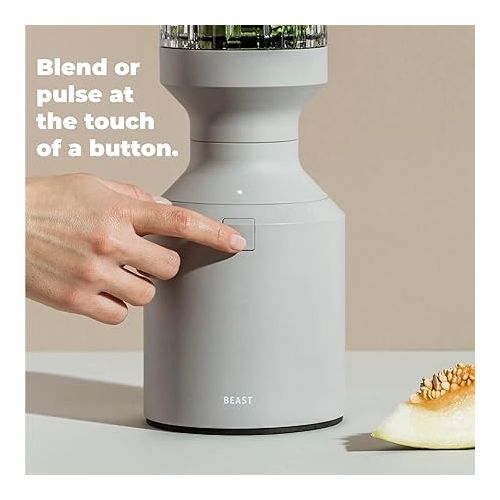  Beast Blender + Hydration System | Blend Smoothies and Shakes, Infuse Water, Kitchen Countertop Design, 1000W (Pebble Grey)
