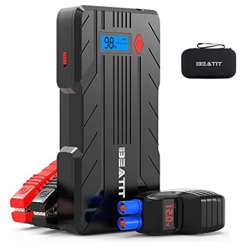  Beatit 1200Amps QDSP 1200A Peak 16500mAh 12V Portable Car Lithium Jump Starter (up to 8.0L Gas and 6.0L Diesel) Battery Booster Phone Charger Power Pack with Smart Jumper Cables B7