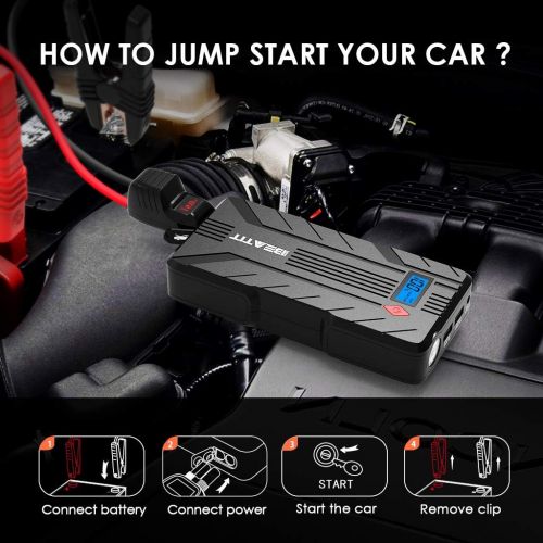 Beatit 1200Amps QDSP 1200A Peak 16500mAh 12V Portable Car Lithium Jump Starter (up to 8.0L Gas and 6.0L Diesel) Battery Booster Phone Charger Power Pack with Smart Jumper Cables B7