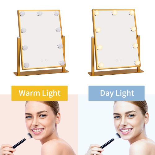  BEAUTME Hollywood Style Makeup Mirror with Lights,Illuminated Desktop Lighted Vanity Mirror with 9 Dimmer led Bulbs Touch Control (Black)