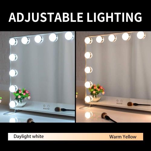  Vanity Mirror with Lights,Hollywood Lighted Mirror with Dimmer bulbs,Tabletop or Wall Mounted Vanity Makeup Mirror Smart Touch Control (Silver) BEAUTME