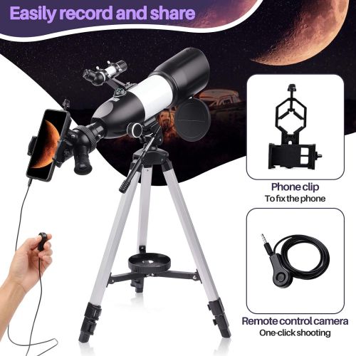  [아마존베스트]BEBANG Telescope for Adults & Kids Monocular Refractor Telescope for Astronomy Beginners Professional 400mm 80mm with Tripod & Smartphone Adapter