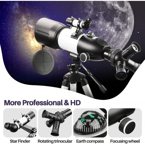  [아마존베스트]BEBANG Telescope for Adults & Kids Monocular Refractor Telescope for Astronomy Beginners Professional 400mm 80mm with Tripod & Smartphone Adapter