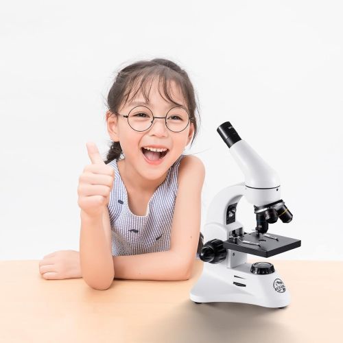  [아마존베스트]BEBANG 80X-2000X Optical Microscope, Metal Body, 2 WF Oculars, Dual-lluminators System, US Plug, Full Accessories for Kids Students Begginers