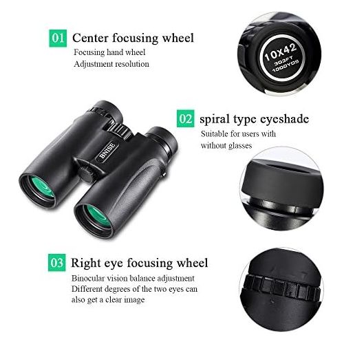  [아마존베스트]BEBANG Binoculars, Test Winner, 10x42, High Performance Magnification, Bright and Clear Viewing Area for Travelling, Birdwatching, Astronomy, Sports and Wildlife