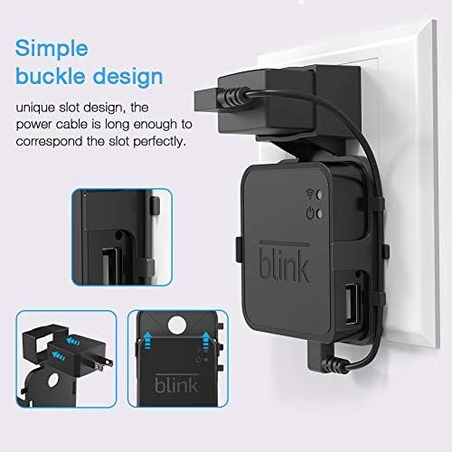  [아마존베스트]BECEMURU Blink Sync Module Wall Mount Clothes Hanger, Stability ABS Wall Mount, Protective Stand Router Guard with Charging Cable for Blink Sync Home Security Module