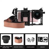 BECROWMUS Smartphone Camera Video Rig, Wide Angle Lens with Strap Bundle, Adjustable Filmmaking Bracket for Video Maker Filmmaker Videographer fit Apple iPhone Samsung and Most Pho