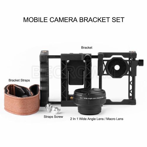  BECROWMUS Smartphone Camera Video Rig, Wide Angle Lens with Strap Bundle, Adjustable Filmmaking Bracket for Video Maker Filmmaker Videographer fit Apple iPhone Samsung and Most Pho