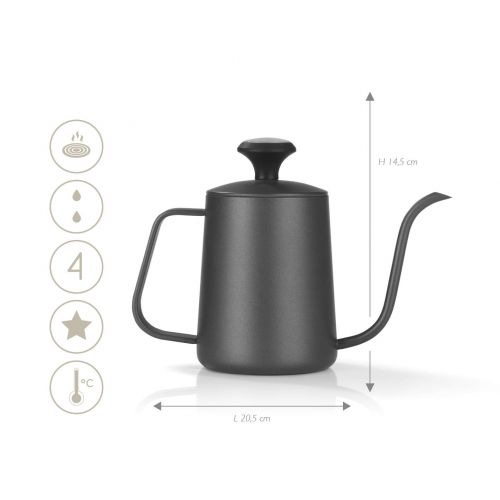  Beem Pour Over Wasserkessel mit Thermometer - 0,5 l | Classic Selection | Edelstahl | Schwanenhals