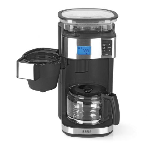  BEEM FRESH-AROMA-PERFECT II Filterkaffeemaschine mit Mahlwerk - Glas | Edelstahl | 1,25 l Glaskanne | 24-Stunden-Timer | 1000 W | Praezisions-Kegelmahlwerk