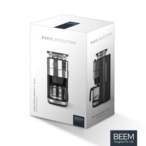  BEEM FRESH-AROMA-PERFECT II Filterkaffeemaschine mit Mahlwerk - Glas | Edelstahl | 1,25 l Glaskanne | 24-Stunden-Timer | 1000 W | Praezisions-Kegelmahlwerk