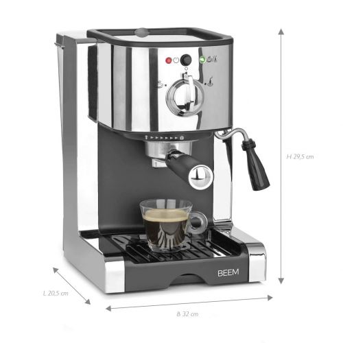  BEEM Espresso Perfect | Espresso-Siebtragermaschine mit Kapseleinsatz fuer Nespresso Kapseln | Milchschaumduese | Geeignet fuer Kaffeepulver, Pads, Cappuccino, Latte Macchiato [20 bar