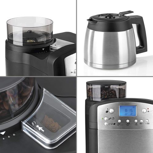  BEEM 02049 Fresh-Aroma-Perfect Thermolux (Verbesserte Version 2019!) | Kaffeemaschine mit Mahlwerk (92°C, 1000 Watt) | Fuer 2-10 Tassen | inkl. Umfangreichem Zubehoer | Silber