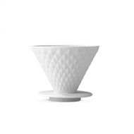 BEEM Beem Pour Over Kaffeefilter mit Standfuss ERL Erganzung | Porzellan | Handfilter mit Diamantoptik | Inklusive 10x Papierfilter Groesse 2 | Spuelmaschinengeeignet