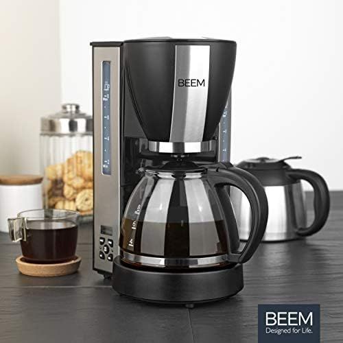  BEEM Beem Modelljahr 2019 Fresh-Aroma-Select Filterkaffeemaschine-Duo 1000 W | Glaskanne und Isolierkanne | Warmhaltefunktion | 8 Tassen (1L) | Permanentfilter und 24h Timer, Edelstahl,