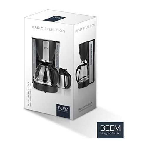  BEEM Beem Modelljahr 2019 Fresh-Aroma-Select Filterkaffeemaschine-Duo 1000 W | Glaskanne und Isolierkanne | Warmhaltefunktion | 8 Tassen (1L) | Permanentfilter und 24h Timer, Edelstahl,