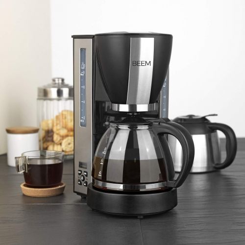  BEEM Beem Modelljahr 2019 Fresh-Aroma-Select Filterkaffeemaschine-Duo 1000 W | Glaskanne und Isolierkanne | Warmhaltefunktion | 8 Tassen (1L) | Permanentfilter und 24h Timer, Edelstahl,