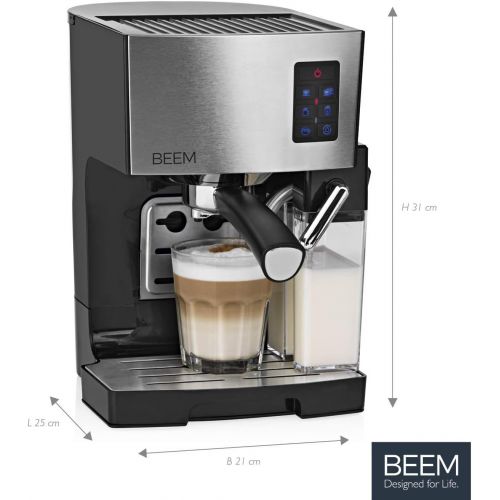  Beem 03428 Espresso-Siebtragermaschine 1110SR-Elements of Coffee & Tea, 1450 W, 19 bar, Milchaufschaumer, Schwarz/Edelstahl