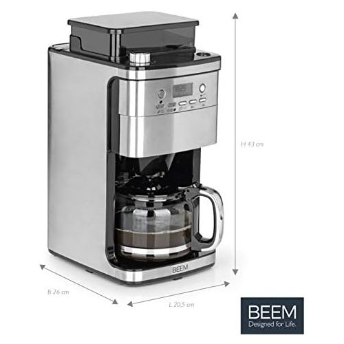  Beem Filterkaffeemaschine Fresh-Aroma-Perfect Superior (Modelljahr 2019) 1050 W, Permanentfilter, mit Mahlwerk, 24 h Timer, Edelstahl (Mit intelligenter Wasserzufuhr), 18/10_steel