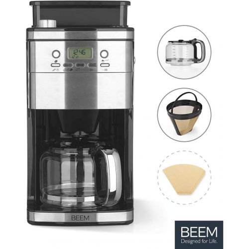  Beem Filterkaffeemaschine Fresh-Aroma-Perfect Superior (Modelljahr 2019) 1050 W, Permanentfilter, mit Mahlwerk, 24 h Timer, Edelstahl (Mit intelligenter Wasserzufuhr), 18/10_steel