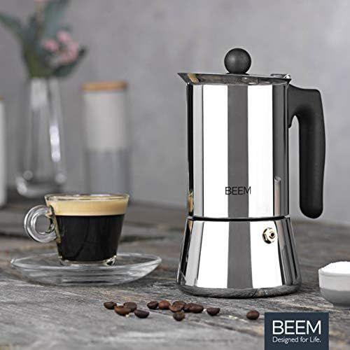  Beem BEEM ESPRESSOMAKER Espressokocher - 4 Tassen | Classic Selection | Herdkocher | Induktion | Edelstahl | Espresso - Kanne | Mokkakanne| Klassisch