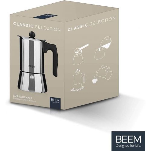  Beem BEEM ESPRESSOMAKER Espressokocher - 4 Tassen | Classic Selection | Herdkocher | Induktion | Edelstahl | Espresso - Kanne | Mokkakanne| Klassisch