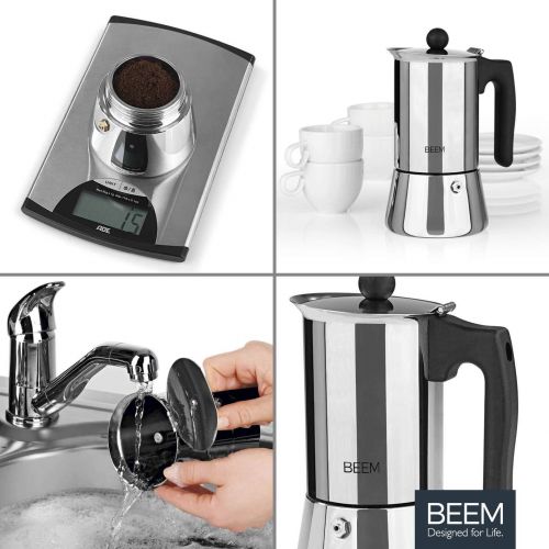  Beem BEEM ESPRESSOMAKER Espressokocher - 4 Tassen | Classic Selection | Herdkocher | Induktion | Edelstahl | Espresso - Kanne | Mokkakanne| Klassisch