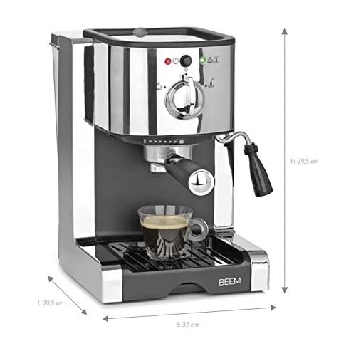  BEEM Espresso Perfect | Espresso-Siebtragermaschine mit Kapseleinsatz fuer Nespresso Kapseln | Milchschaumduese | Geeignet fuer Kaffeepulver, Pads, Cappuccino, Latte Macchiato [20 bar