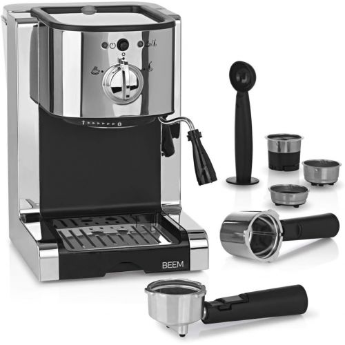  BEEM Espresso Perfect | Espresso-Siebtragermaschine mit Kapseleinsatz fuer Nespresso Kapseln | Milchschaumduese | Geeignet fuer Kaffeepulver, Pads, Cappuccino, Latte Macchiato [20 bar