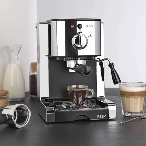  BEEM Espresso Perfect | Espresso-Siebtragermaschine mit Kapseleinsatz fuer Nespresso Kapseln | Milchschaumduese | Geeignet fuer Kaffeepulver, Pads, Cappuccino, Latte Macchiato [20 bar