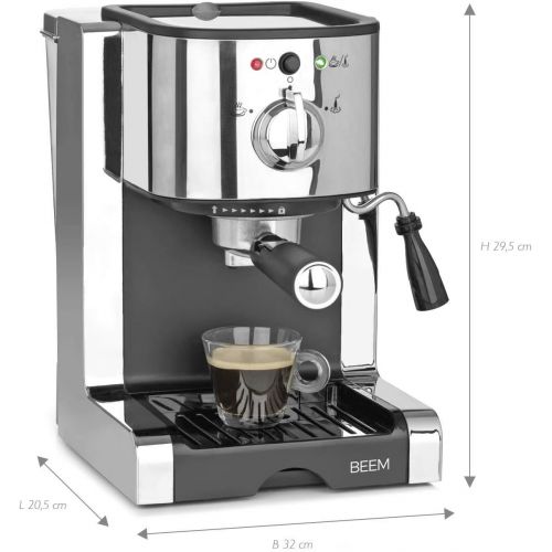  BEEM Espresso Perfect | Espresso-Siebtragermaschine mit Kapseleinsatz fuer Nespresso Kapseln | Milchschaumduese | Geeignet fuer Kaffeepulver, Pads, Cappuccino, Latte Macchiato [20 bar