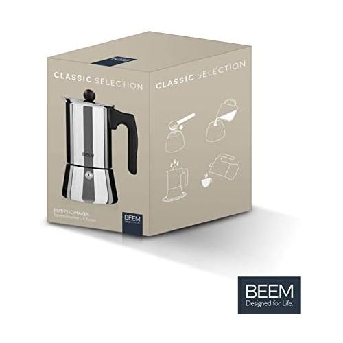  BEEM ESPRESSOMAKER Espressokocher - 4 Tassen | Classic Selection | Herdkocher | Induktion | Edelstahl | Espresso - Kanne | Mokkakanne| Klassisch