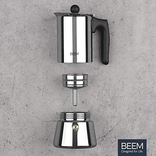  BEEM ESPRESSOMAKER Espressokocher - 4 Tassen | Classic Selection | Herdkocher | Induktion | Edelstahl | Espresso - Kanne | Mokkakanne| Klassisch