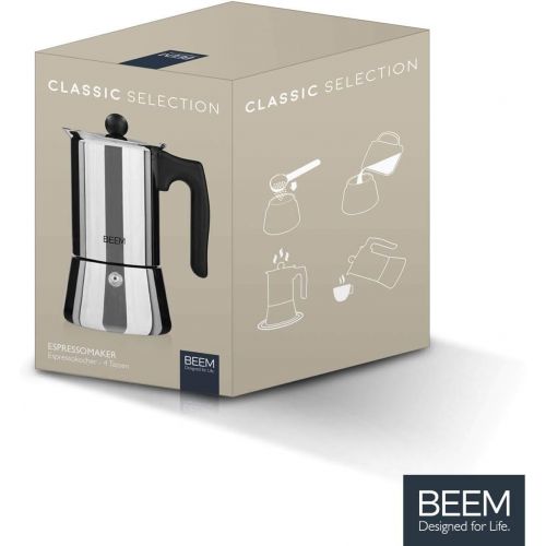  BEEM ESPRESSOMAKER Espressokocher - 4 Tassen | Classic Selection | Herdkocher | Induktion | Edelstahl | Espresso - Kanne | Mokkakanne| Klassisch