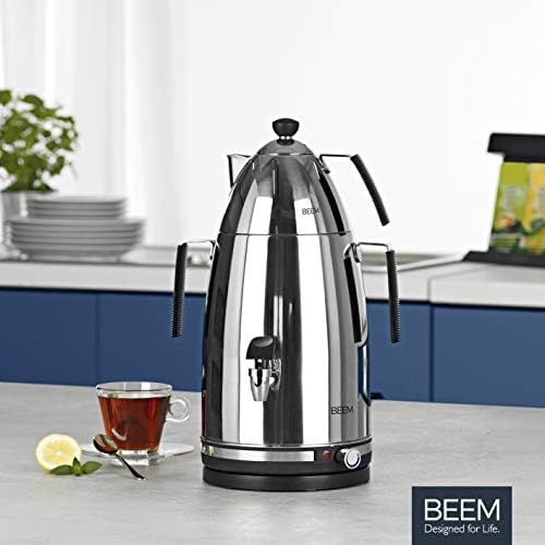  BEEM Samowar Mr. Tea 4 l | Teekocher elektrisch | Edelstahl | 2.500 W | 4 l Wasserbehalter | 1 l Teekanne mit Sieb | Privat, Hotel und Gastro geeignet