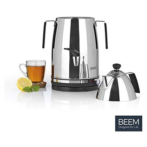  BEEM Samowar Mr. Tea 4 l | Teekocher elektrisch | Edelstahl | 2.500 W | 4 l Wasserbehalter | 1 l Teekanne mit Sieb | Privat, Hotel und Gastro geeignet