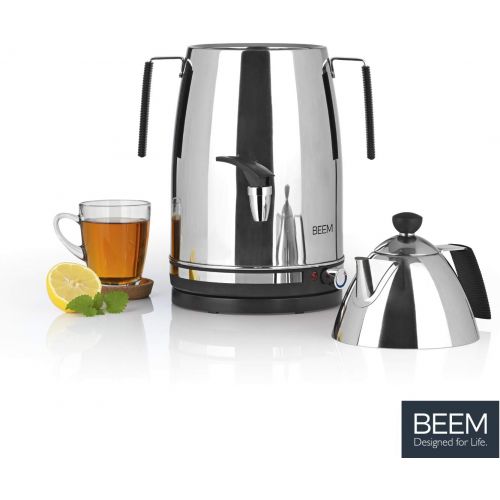  BEEM Samowar Mr. Tea 4 l | Teekocher elektrisch | Edelstahl | 2.500 W | 4 l Wasserbehalter | 1 l Teekanne mit Sieb | Privat, Hotel und Gastro geeignet