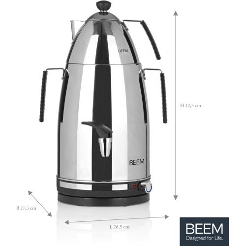  BEEM Samowar Mr. Tea 4 l | Teekocher elektrisch | Edelstahl | 2.500 W | 4 l Wasserbehalter | 1 l Teekanne mit Sieb | Privat, Hotel und Gastro geeignet