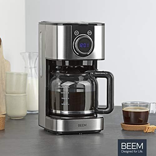  BEEM RESH AROMA SWITCH Filter Coffee Machine Glass | Stainless Steel | 1.25 L Glass Jug | Stylish Control Wheel | 24 Hour Timer | 800 W | For 4 8 Cups