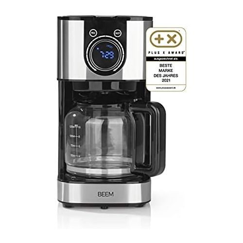  BEEM RESH AROMA SWITCH Filter Coffee Machine Glass | Stainless Steel | 1.25 L Glass Jug | Stylish Control Wheel | 24 Hour Timer | 800 W | For 4 8 Cups