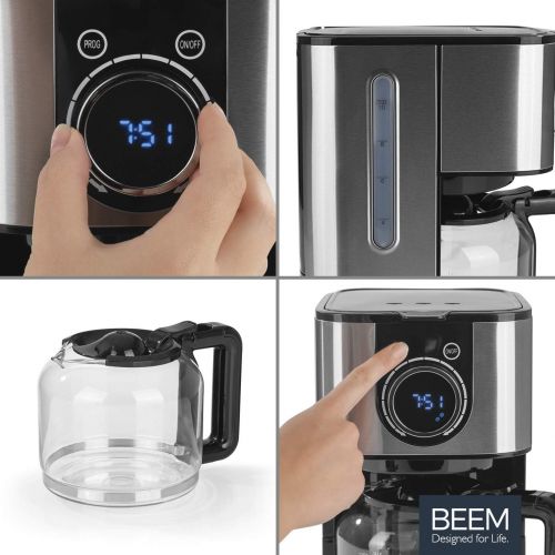  BEEM RESH AROMA SWITCH Filter Coffee Machine Glass | Stainless Steel | 1.25 L Glass Jug | Stylish Control Wheel | 24 Hour Timer | 800 W | For 4 8 Cups